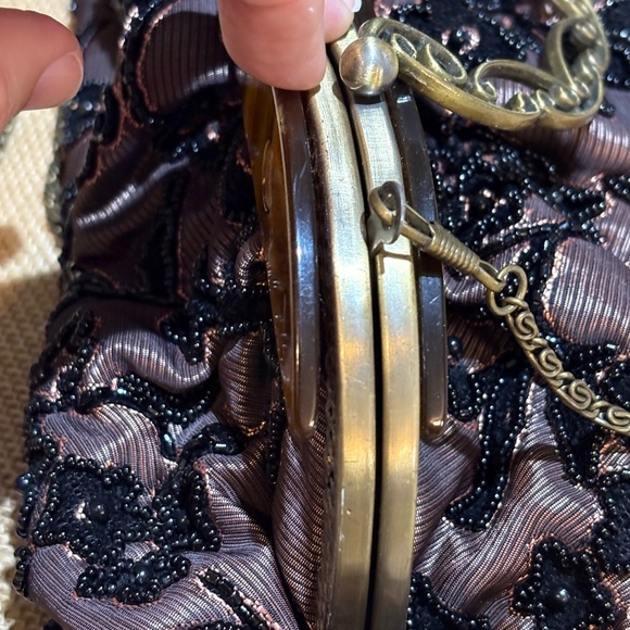 VTG Beaded Embroidered Handbag Purse Chain Mother-of-Pearl Formal Luxe VictoriaV - Picture 15 of 16